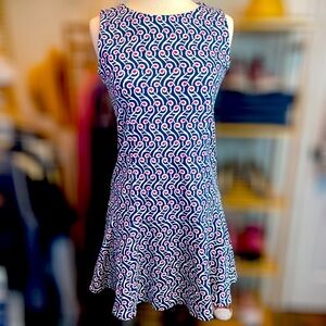 UNIQLO ~ Bold Blue and Red Graphic Print Dress ~ Size Small